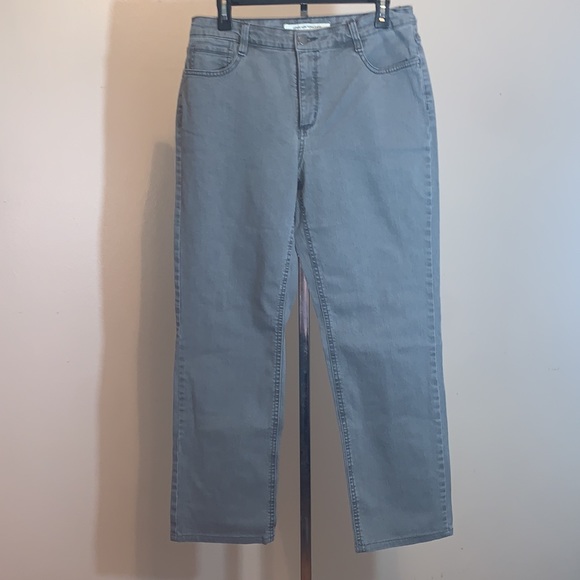 Jones New York Lexington Straight Grey Embellished Jeans - Picture 1 of 9
